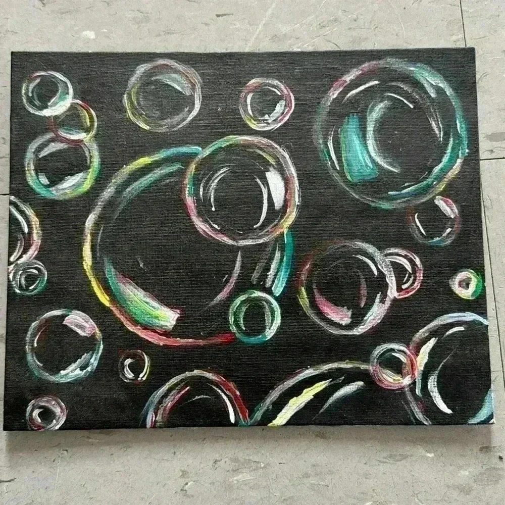 8inx10in Bubble Painting, acrylic paint, wall art